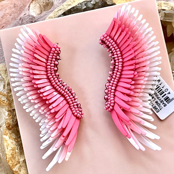 🌺🎉HP🎉🌺 NWT Mignonne Gavigan Midi Madeline Earrings Triple Layered Pink & White